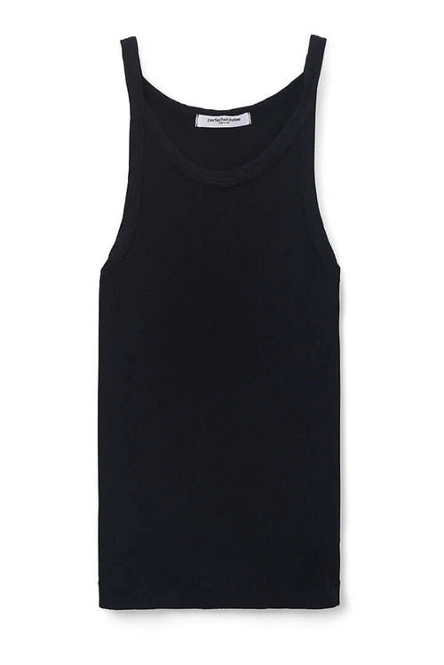 Annie Cotton Ribbed Tank - True Black