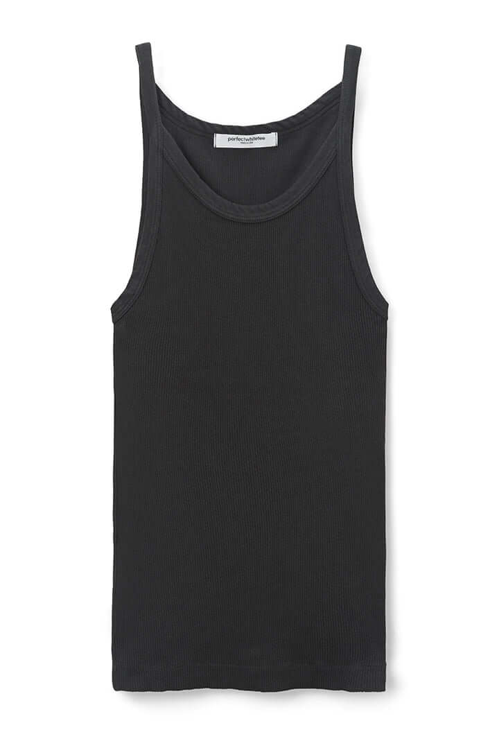 Annie Recycled Cotton Ribbed Tank - Vintage Black