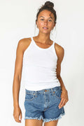Annie Recycled Cotton Ribbed Tank - White