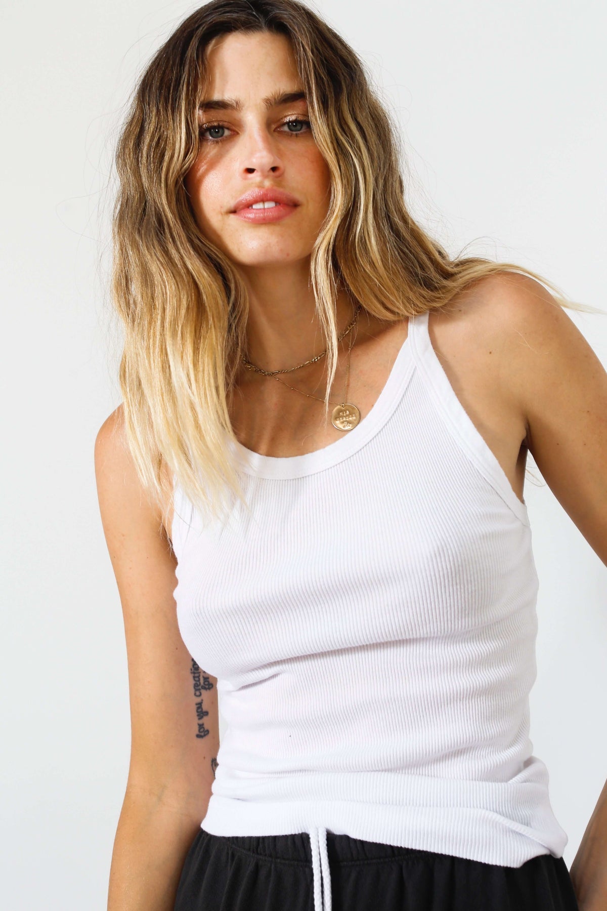 Annie Recycled Cotton Ribbed Tank - White