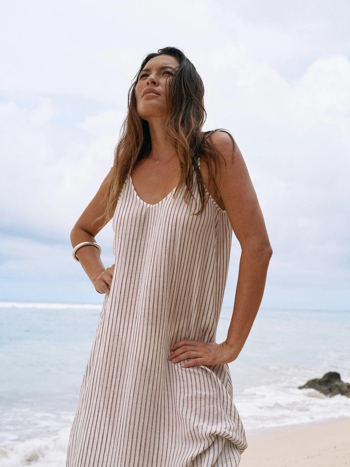 Yaz Dress - Burgundy Stripes