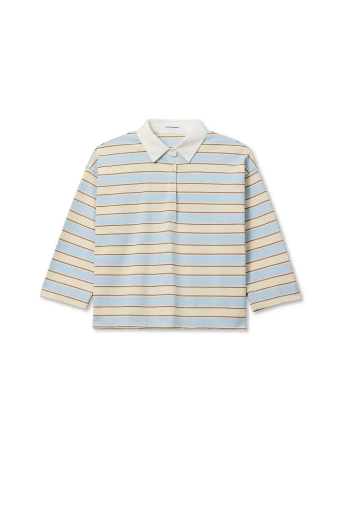 Daria Cotton Rugby Shirt - Powder Blue Stripe