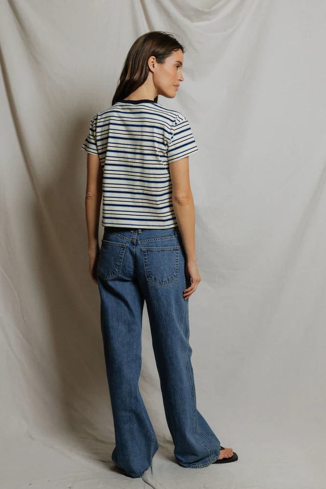 Dawn Stripe Supima Cotton Tee - Navy Pacific Stripe