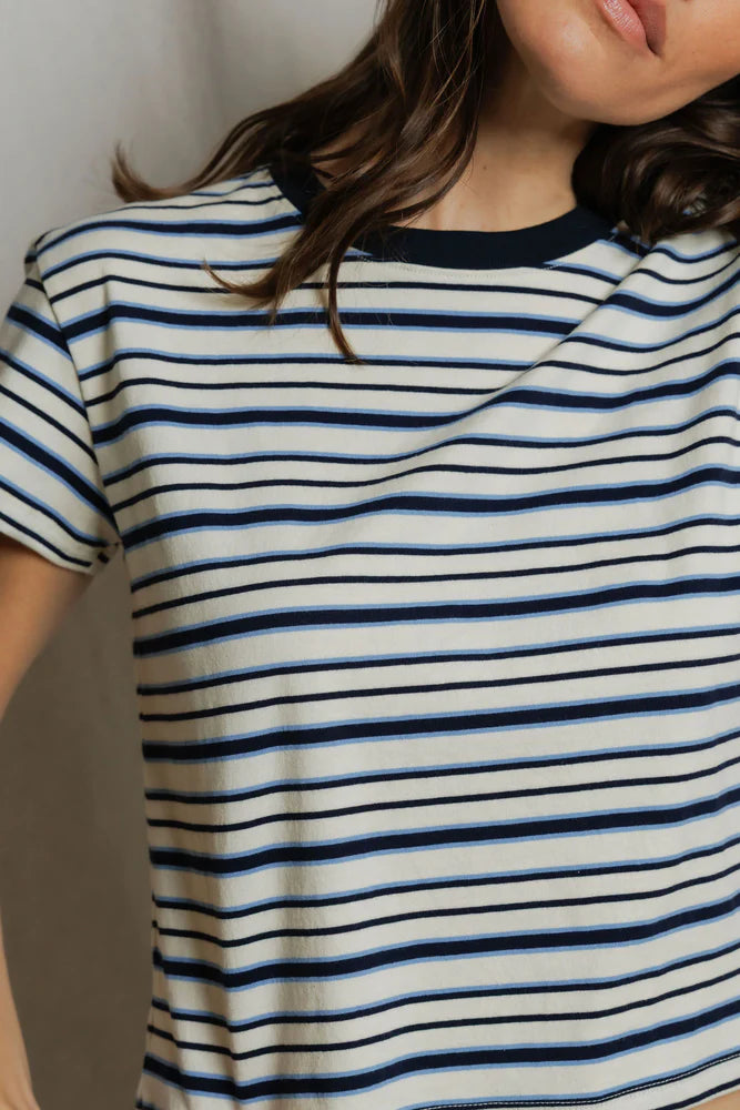 Dawn Stripe Supima Cotton Tee - Navy Pacific Stripe