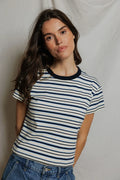 Dawn Stripe Supima Cotton Tee - Navy Pacific Stripe