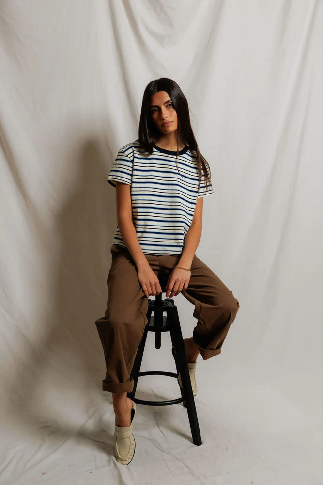 Dawn Stripe Supima Cotton Tee - Navy Pacific Stripe