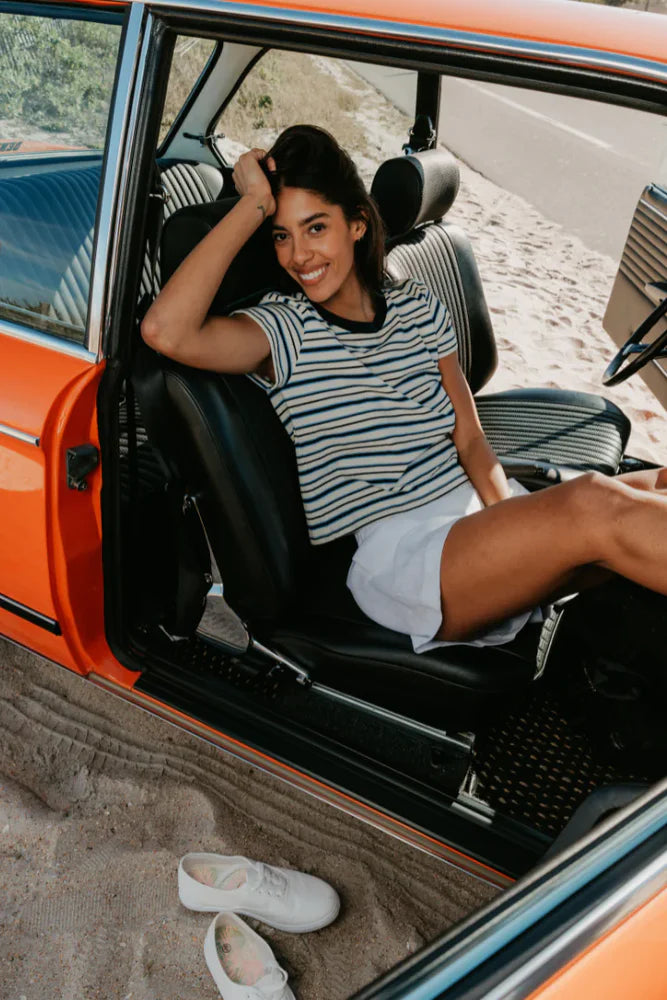 Dawn Stripe Supima Cotton Tee - Navy Pacific Stripe
