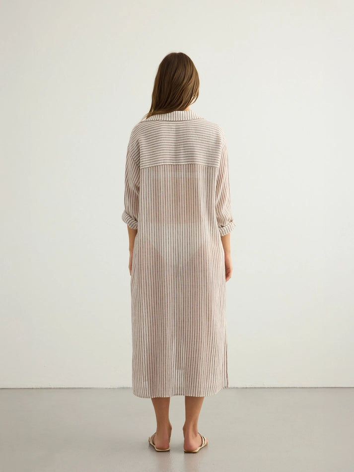 Voyage Shirt Dress - Burgundy Stripes