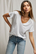 Hendrix Cotton Boxy V Neck Tee - White