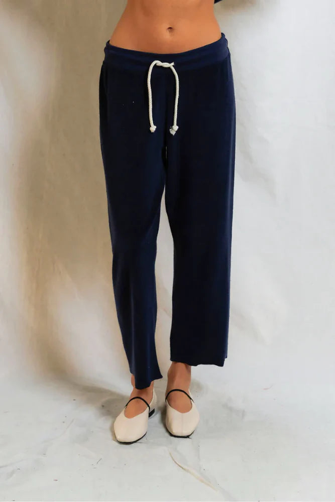 Eliana Loop Terry Draw String Pant - Navy