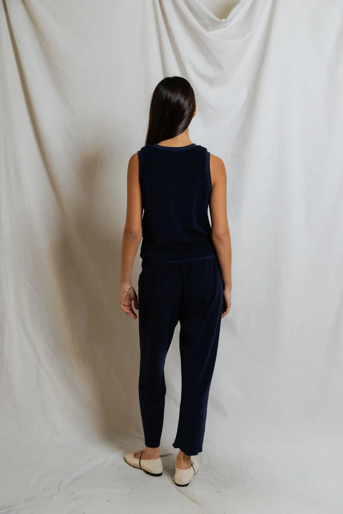 Eliana Loop Terry Draw String Pant - Navy