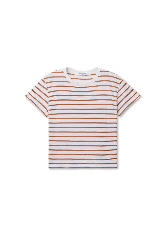 Everett Jersey Stripe Boxy Crew T-Shirt - Mocha Stripe
