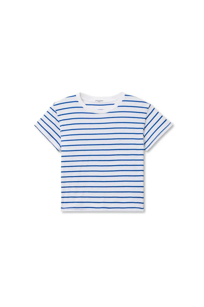 Everett Jersey Stripe Boxy Crewneck Tee - Cobalt Stripe