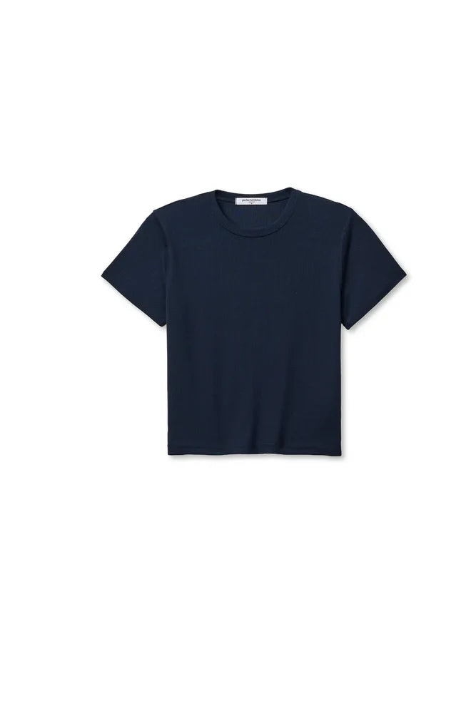 Fitz Viscose Rib Crewneck Tee - Navy