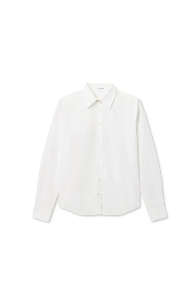 Giselle Cotton Poplin Fit Button Down Shirt - White