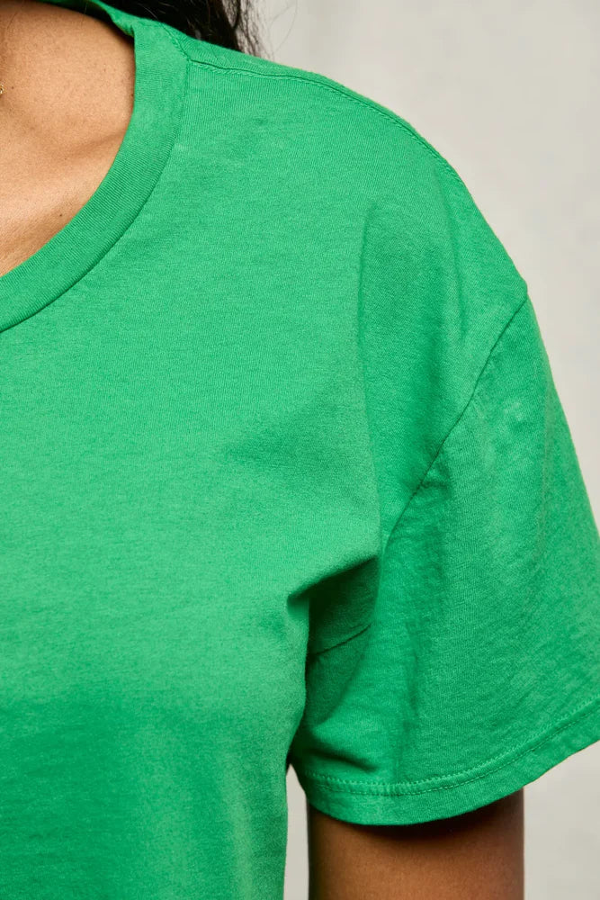 Harley Cotton Boxy Crew Tee - Grass