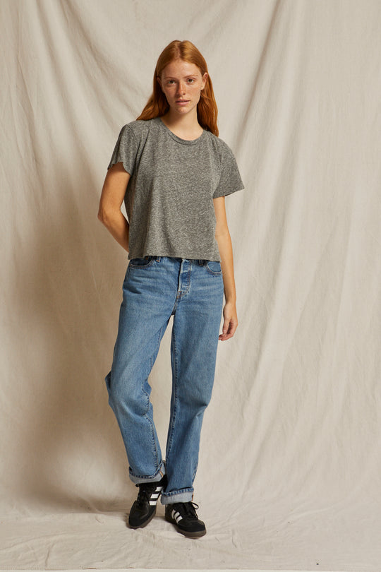 Harley Cotton Boxy Crew Tee - Heather Grey