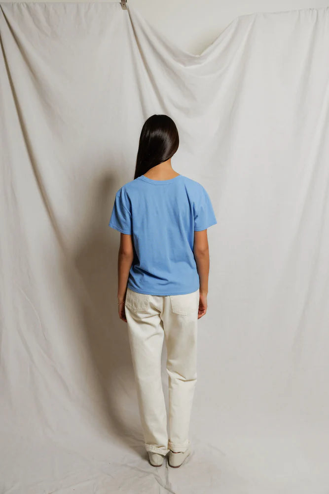 Harley Cotton Boxy Crew Tee - Pacific Blue