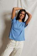 Harley Cotton Boxy Crew Tee - Pacific Blue