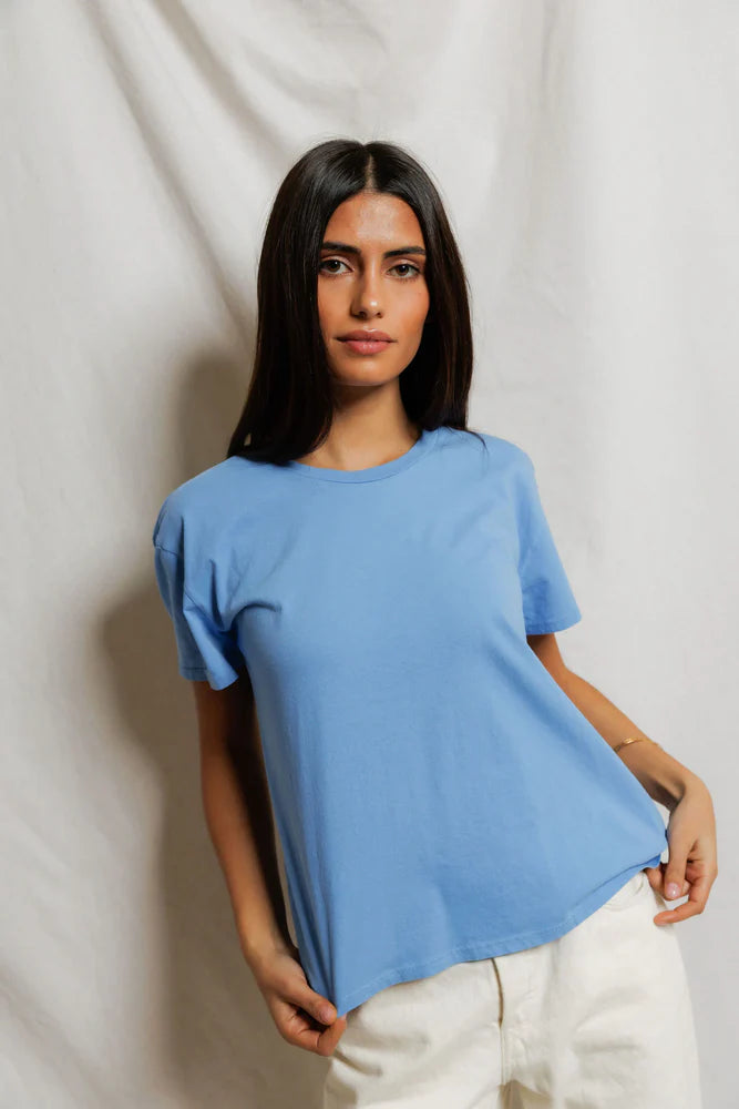 Harley Cotton Boxy Crew Tee - Pacific Blue