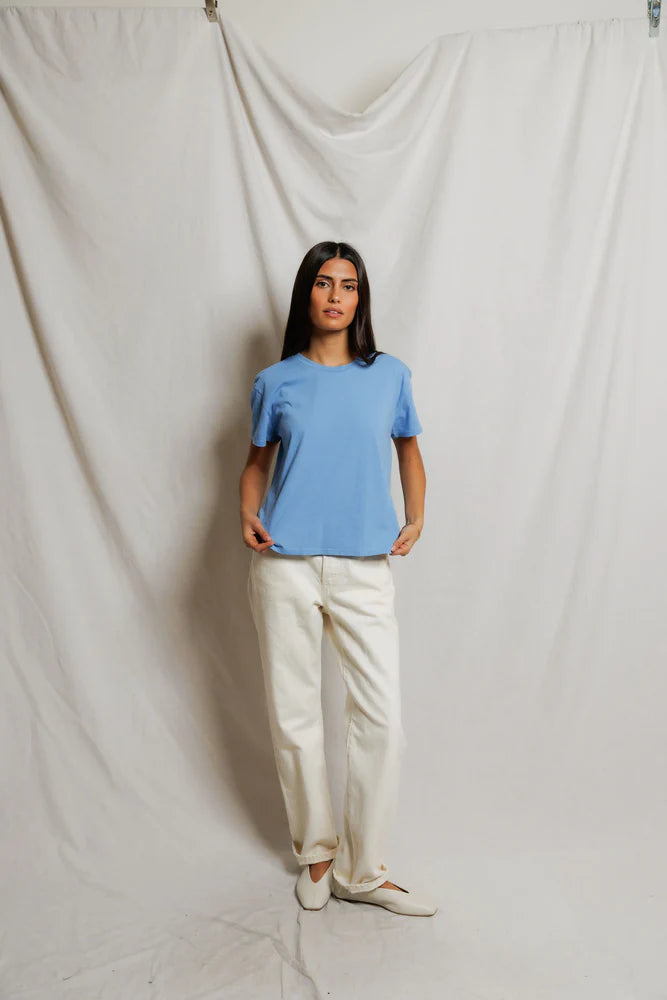 Harley Cotton Boxy Crew Tee - Pacific Blue
