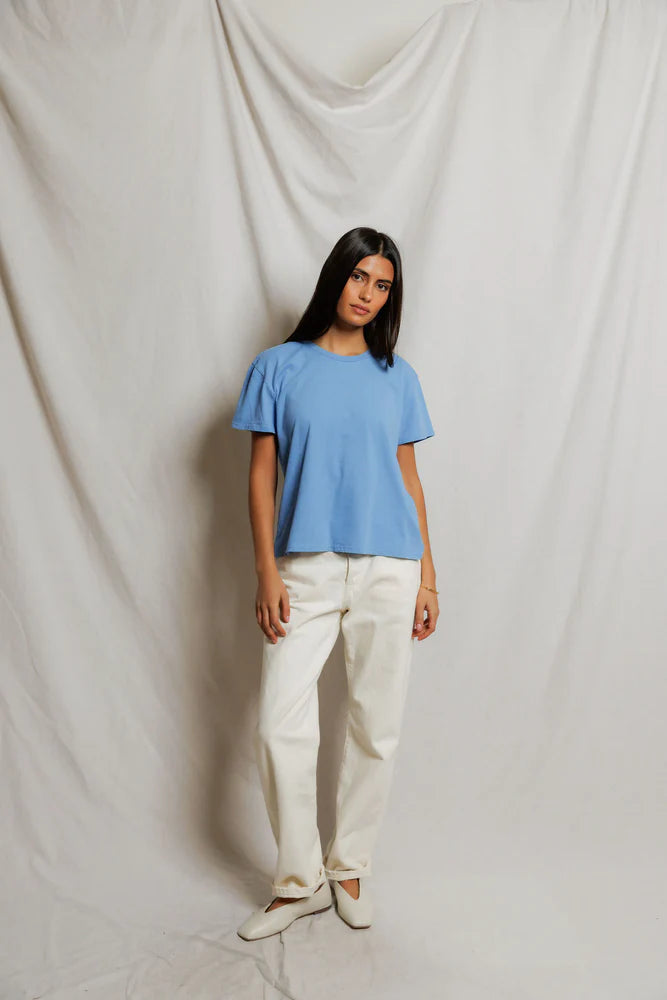 Harley Cotton Boxy Crew Tee - Pacific Blue