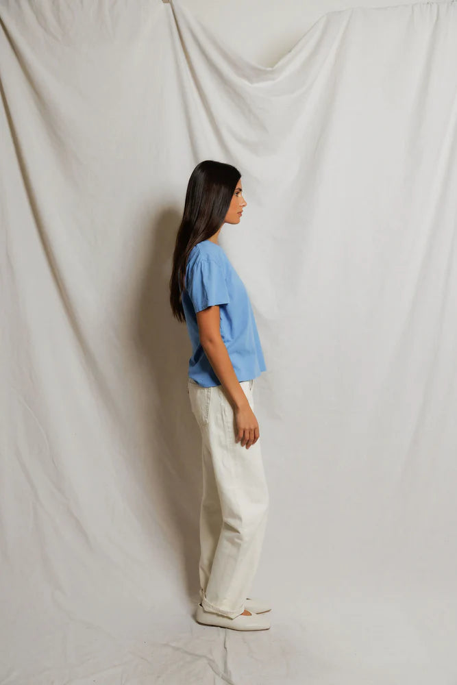 Harley Cotton Boxy Crew Tee - Pacific Blue