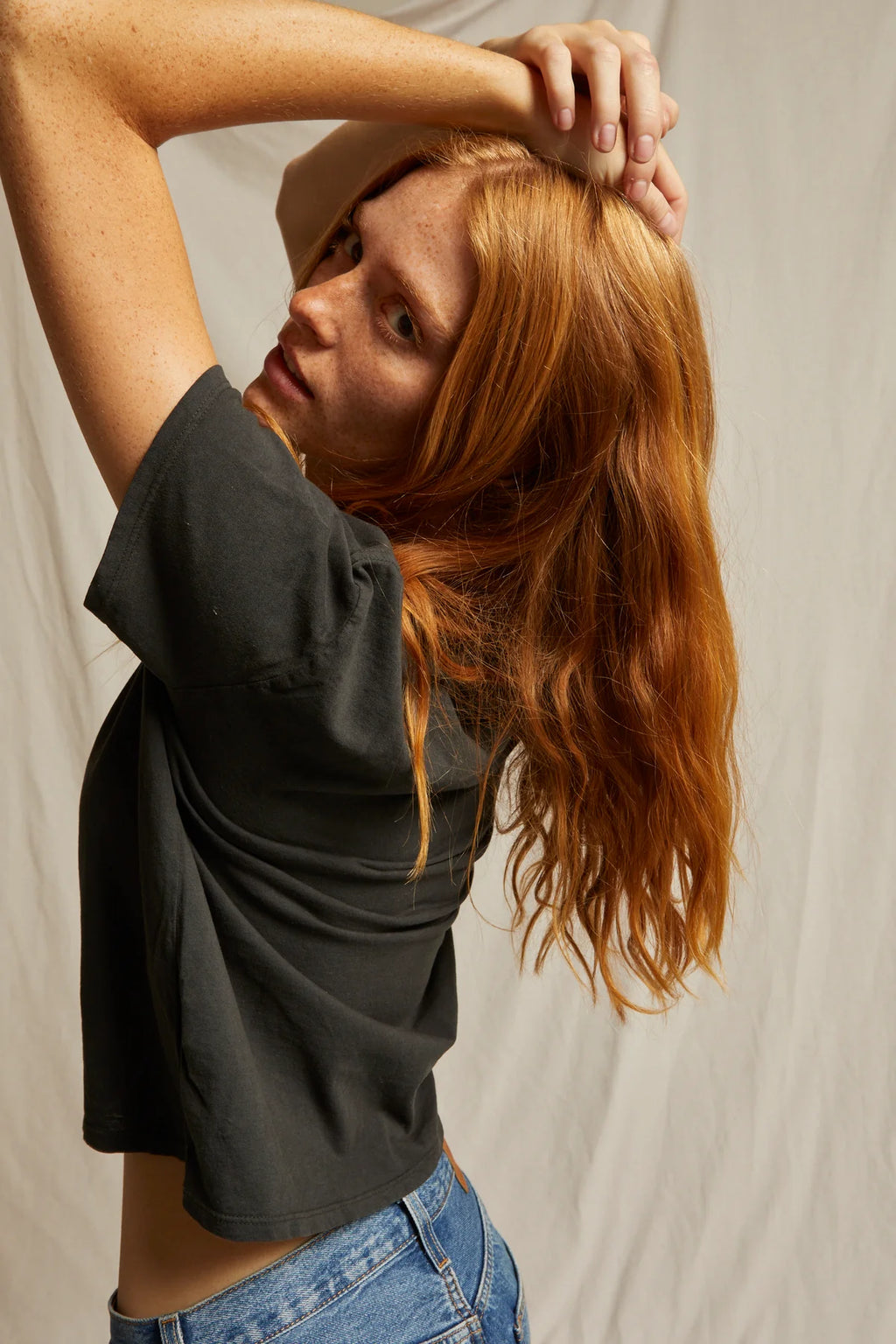 Harley Cotton Boxy Crew Tee - Vintage Black