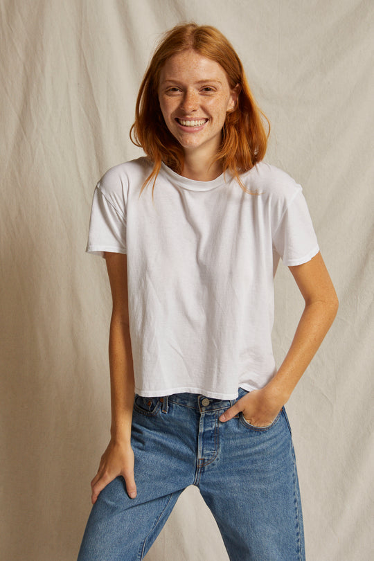 Harley Cotton Boxy Crew Tee - White