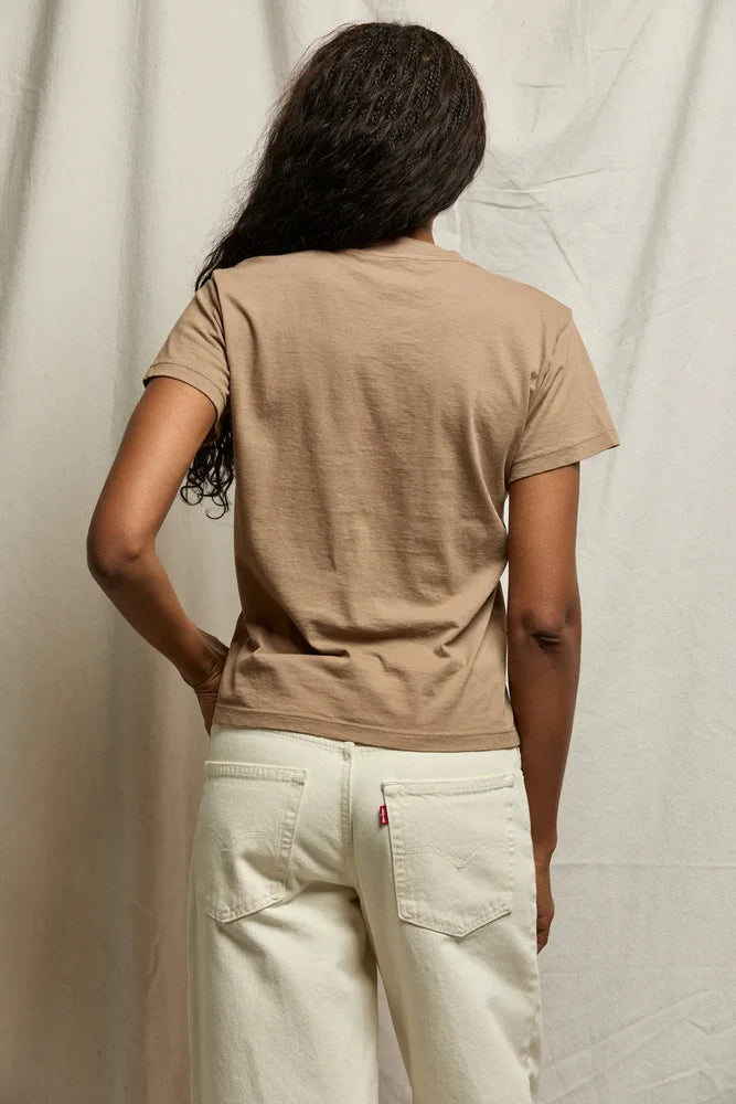 Hendrix Cotton Boxy V Neck Tee - Mocha