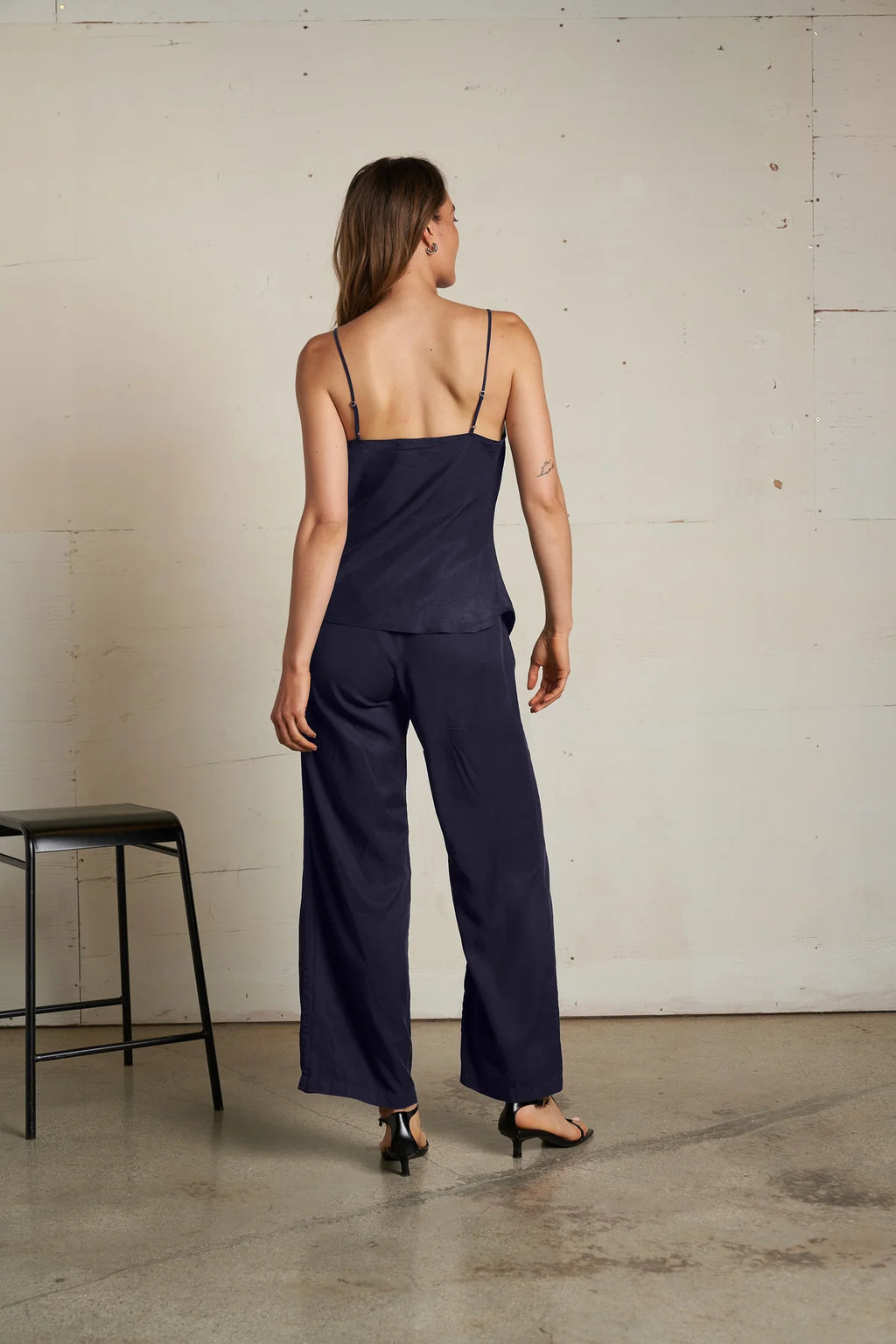 Linda Tencel Bias Cut Cami - Navy