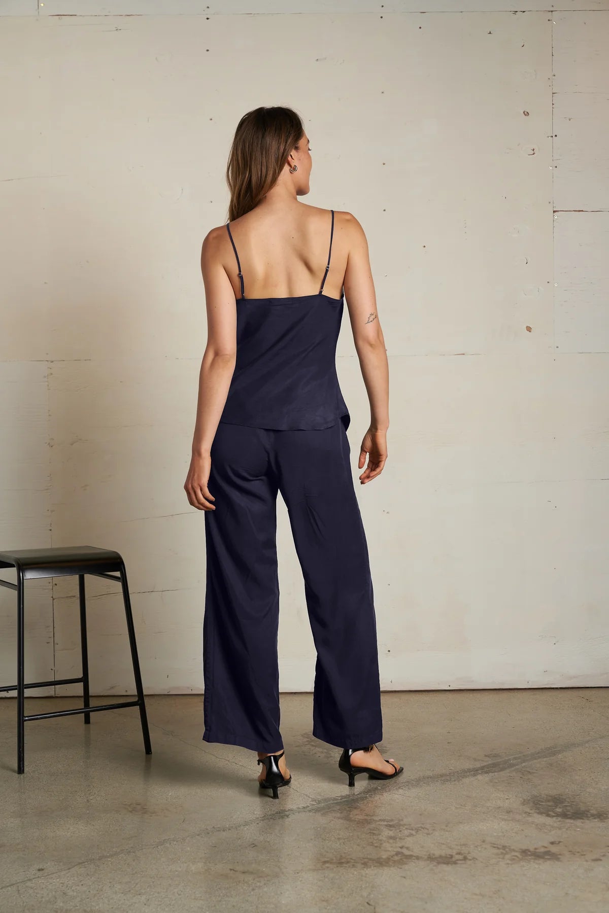 Linda Tencel Bias Cut Cami - Navy