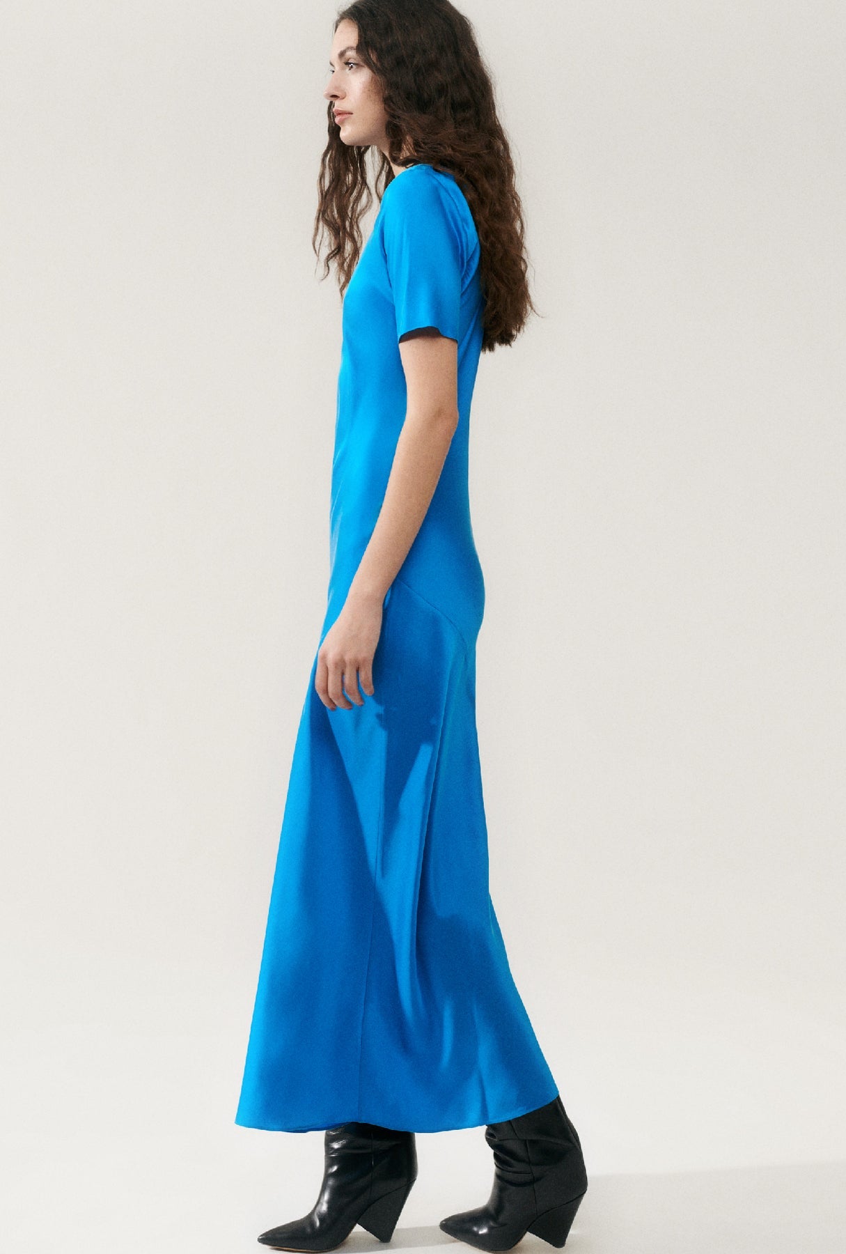 Short Sleeve Bias Dress - Coast Blue