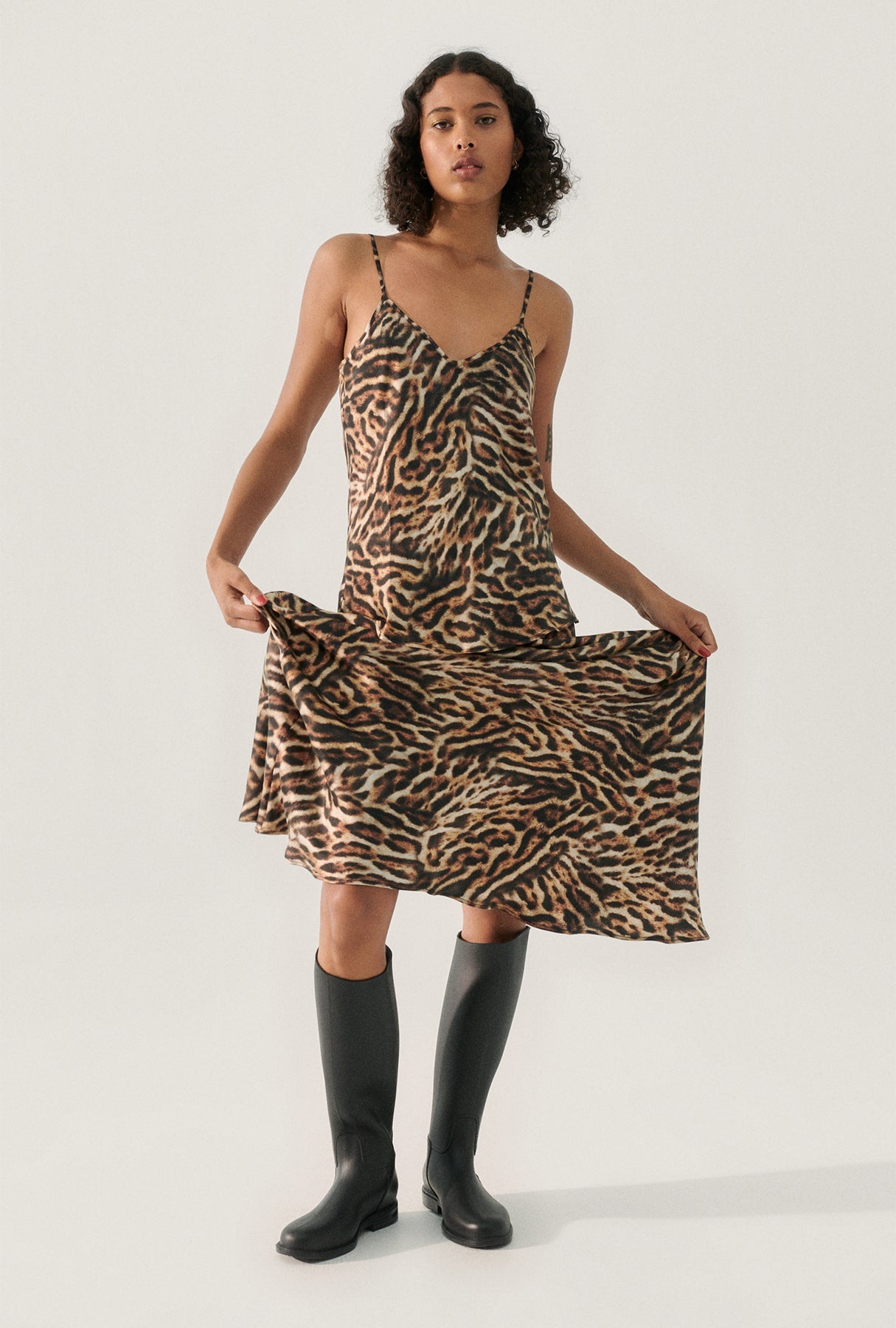 Long Bias Cut Skirt - Leopard