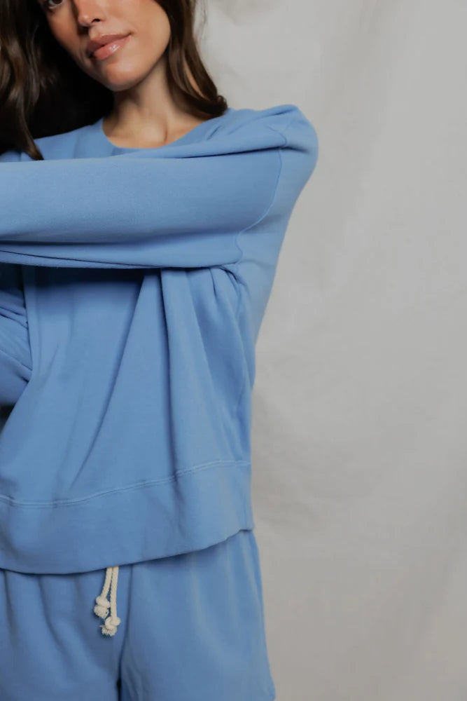 Tyler French Terry Pullover Sweatshirt - Pacific Blue