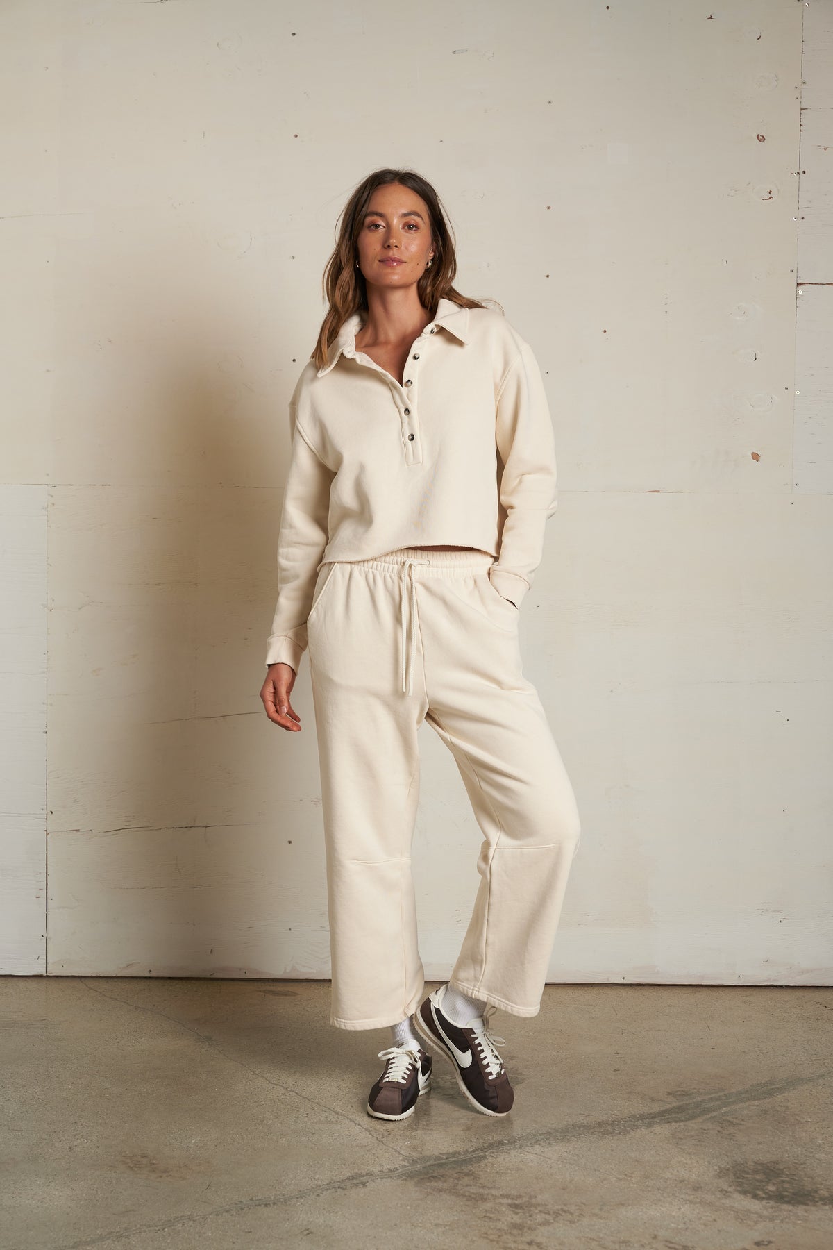 Fallon Fleece Barrel Leg Sweatpant - Sugar