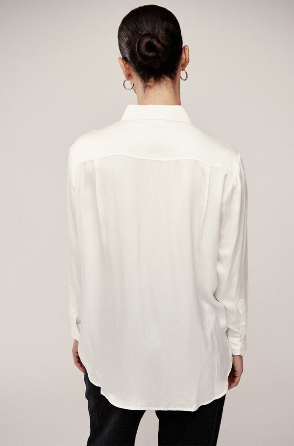 Long Sleeve Boyfriend Shirt - White