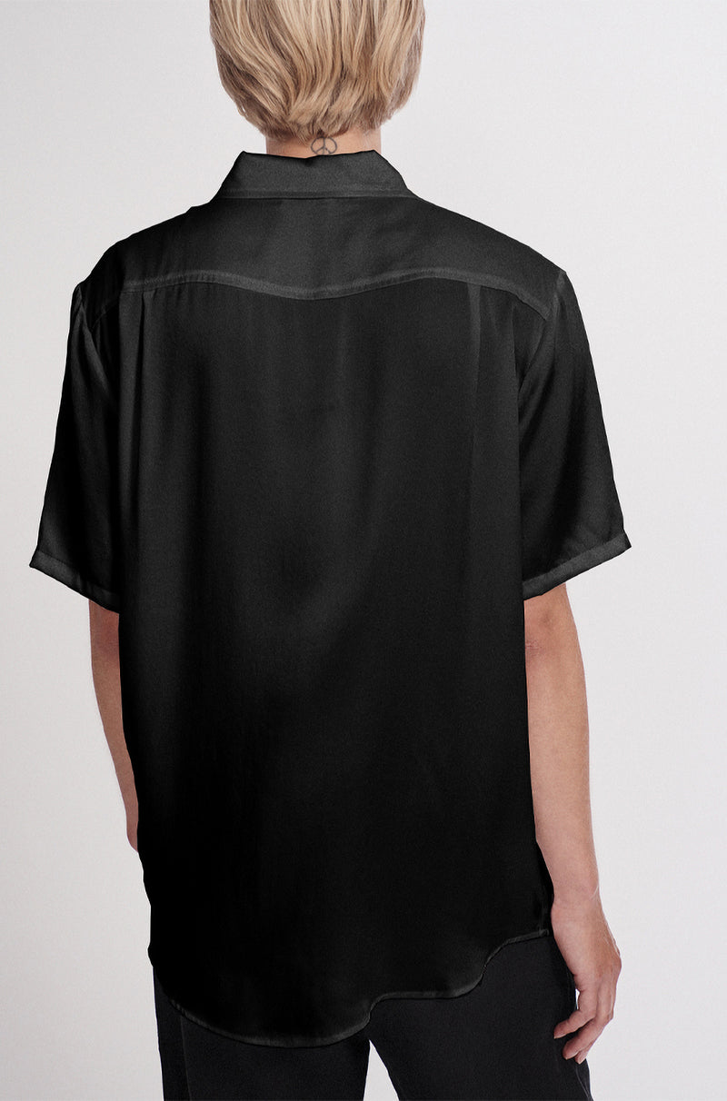 Short Sleeve Boyfriend Shirt - Black