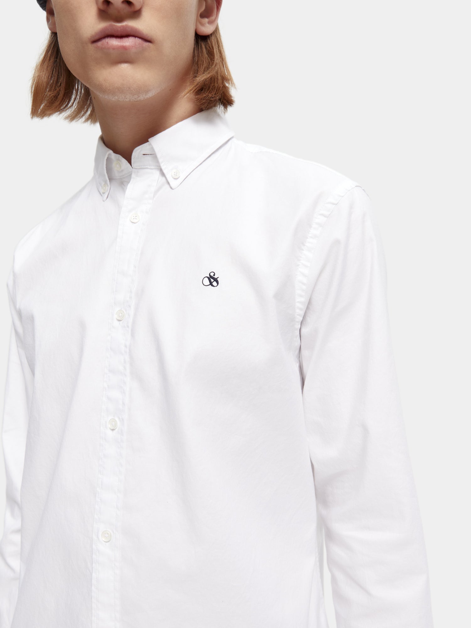 Organic cotton/elastane oxford shirt - White