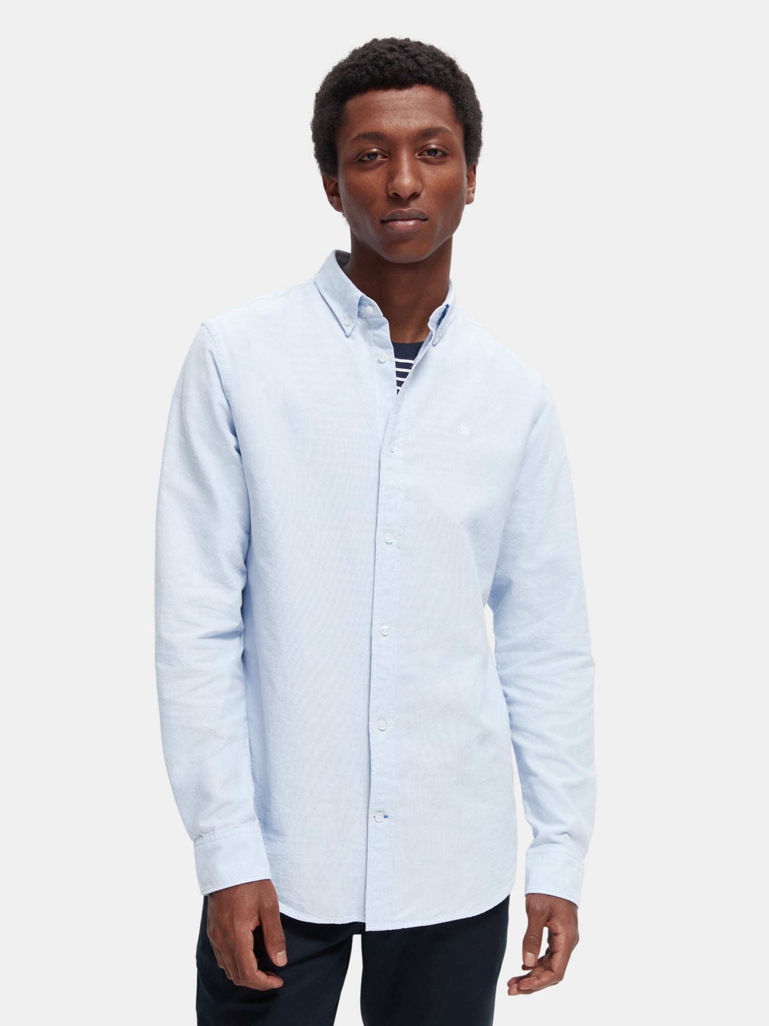 Organic cotton/elastane oxford shirt - Blue