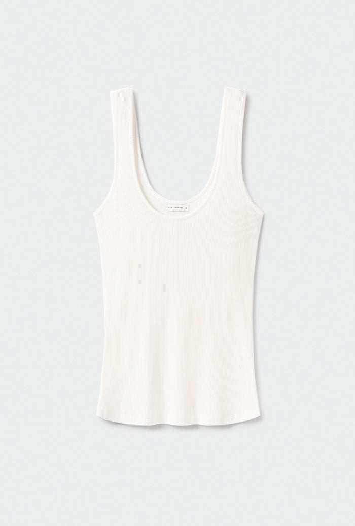 Ribbed Tank - White